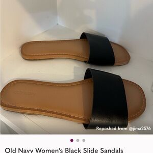 Old Navy Women's Black and Tan Slide Sandals